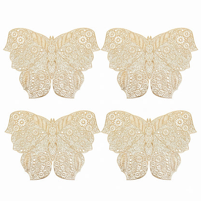 4 Piece Butterfly Placemat Set Decorative PVC Heat Resistant Table Mats for Dining Table
