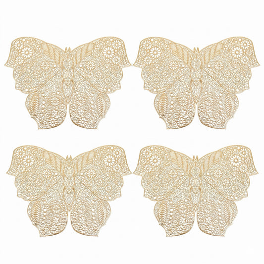 4 Piece Butterfly Placemat Set Decorative PVC Heat Resistant Table Mats for Dining Table