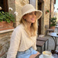 Wide Brim Sun Hat with Frayed Edge and Lightweight Open Weave
