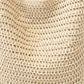 Woven Crochet Tote Bag with Drawstring Detail and Pattern Strap Shoulder Handbag Lightweight Knit Bag