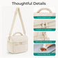 Quilted Insulated Lunch Bag with Adjustable Strap Padded Handle and PEVA Lining