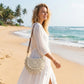 Crochet Crossbody Bag with Scalloped Flap and Adjustable Strap