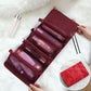 Hanging Travel Toiletry Bag with Clear Zipper Compartments and Roll-Up Organizer Design
