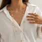 Women's Layered Pearl Beaded Necklace with Gold Filigree Accents 31.5in/39.5in