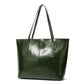 Large Faux Leather Tote Bag with Zip Closure and Interior Pockets