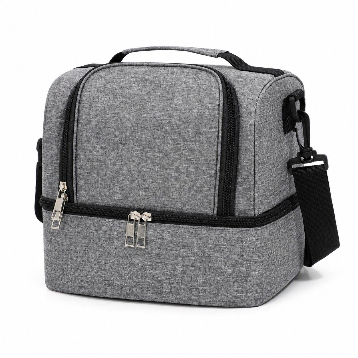 Dual Compartment Insulated Lunch Bag with Adjustable Shoulder Strap