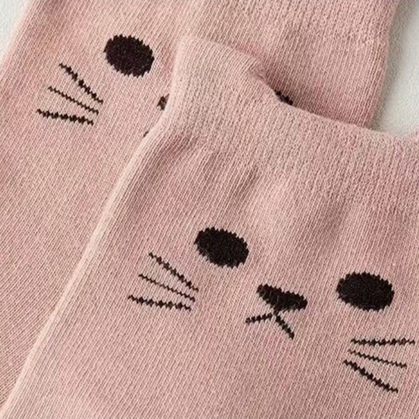 Cat Face Grip Socks with Paw Print Anti-Slip Sole Soft Knit Ankle Socks for Home or Yoga 3-Pack