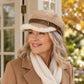 Faux Suede Newsboy Cap with Faux Fur Trim