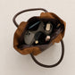 Faux Suede Tote Bag with Double Shoulder Handles Zip Closure and Interior Pockets