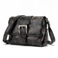 Distressed-Look Flap Shoulder Bag with Metal Clasp