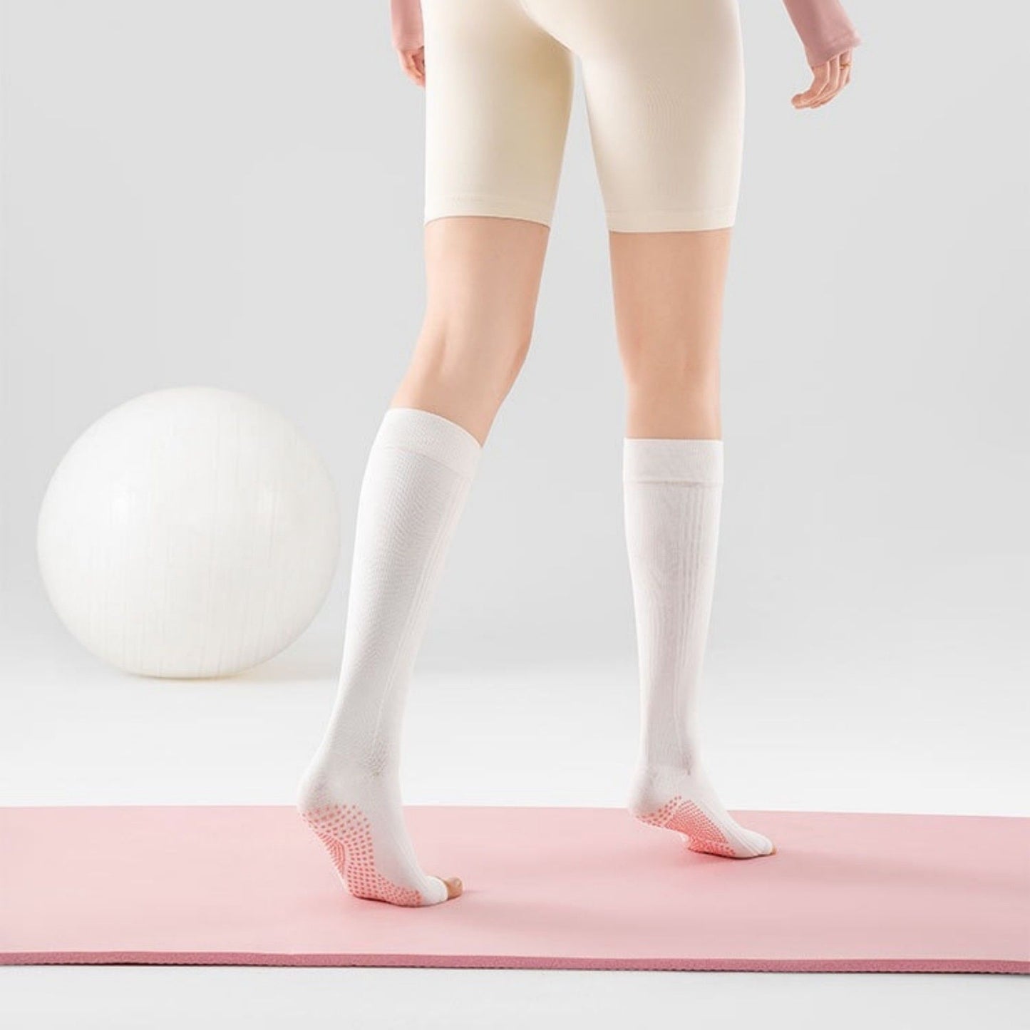 Knee High Grip Socks with Anti-Slip Sole for Barre, Yoga, Dance, and Pilates 2-Pack