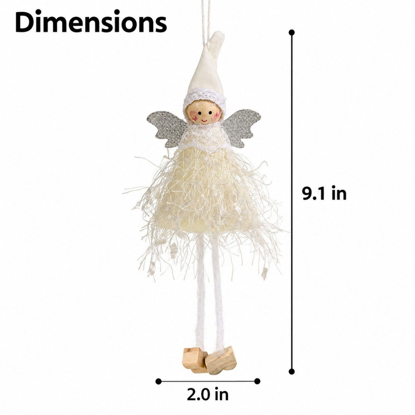2pk Lace Angel Christmas Tree Ornaments