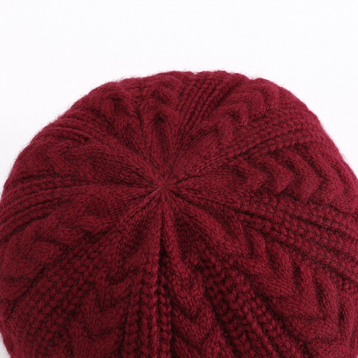 Cable Knit Brim Beanie Faux Fur Lined Warm Winter Hat