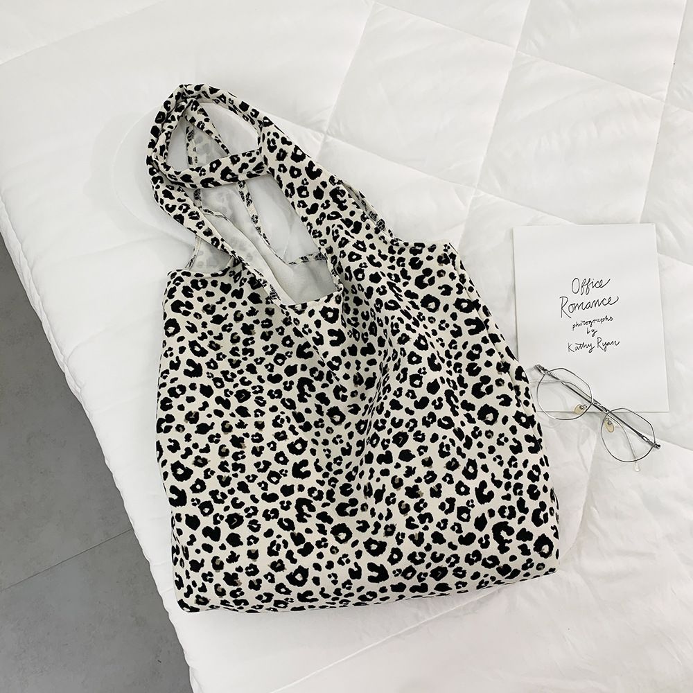 Leopard Print Shoulder Tote Bags Soft Lightweight Large Capacity Slouchy Everyday Carryall