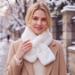 Plush Faux Fur Scarf with Pearl Accents Soft Winter Neck Warmer 31.5*4.7 Inches