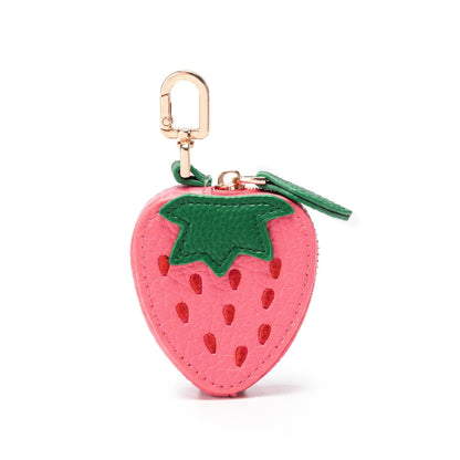 Strawberry Coin Purse Keychain with Zipper and Bag Charm Clip