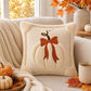 Textured Pumpkin Bow Decorative Throw Pillow Cover for Sofa Bed Chair Fall Decor