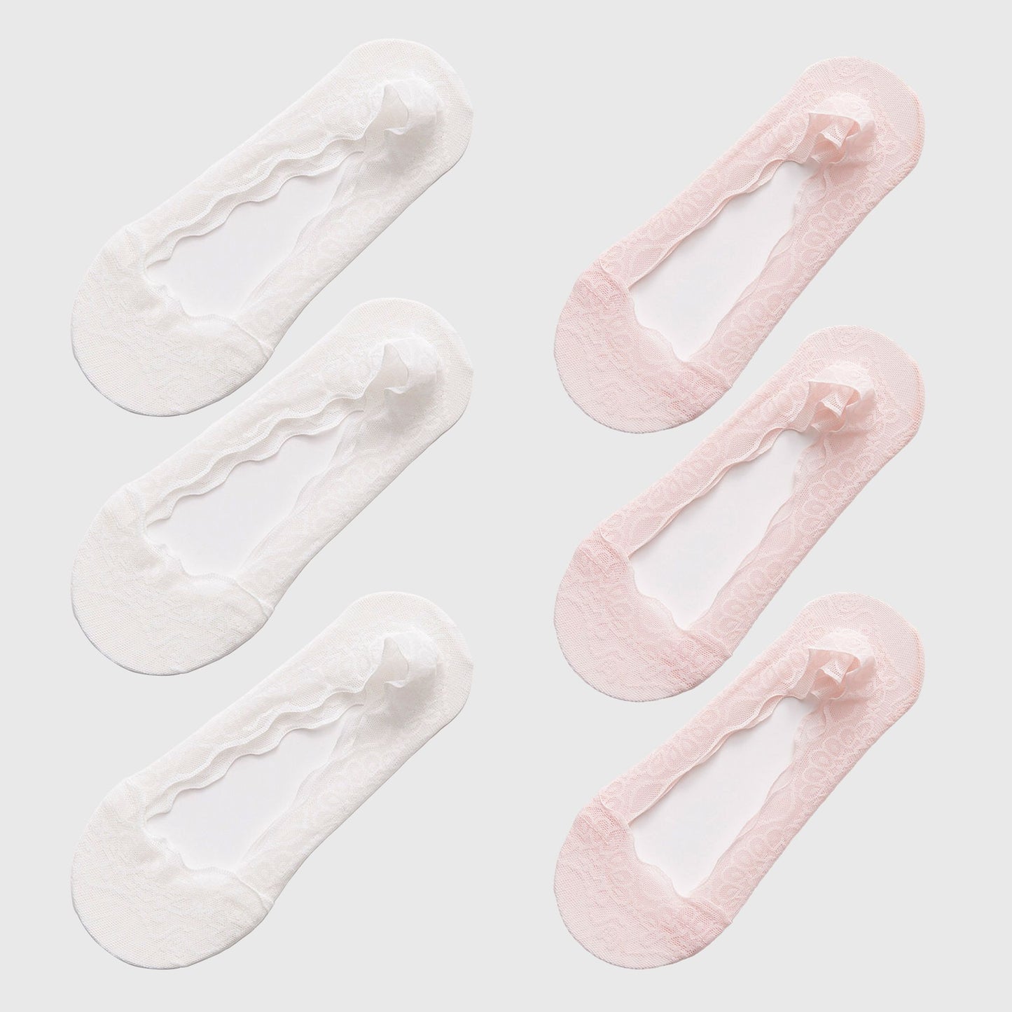 No Show Socks 6pk Invisible Liner Elegant Lace Design