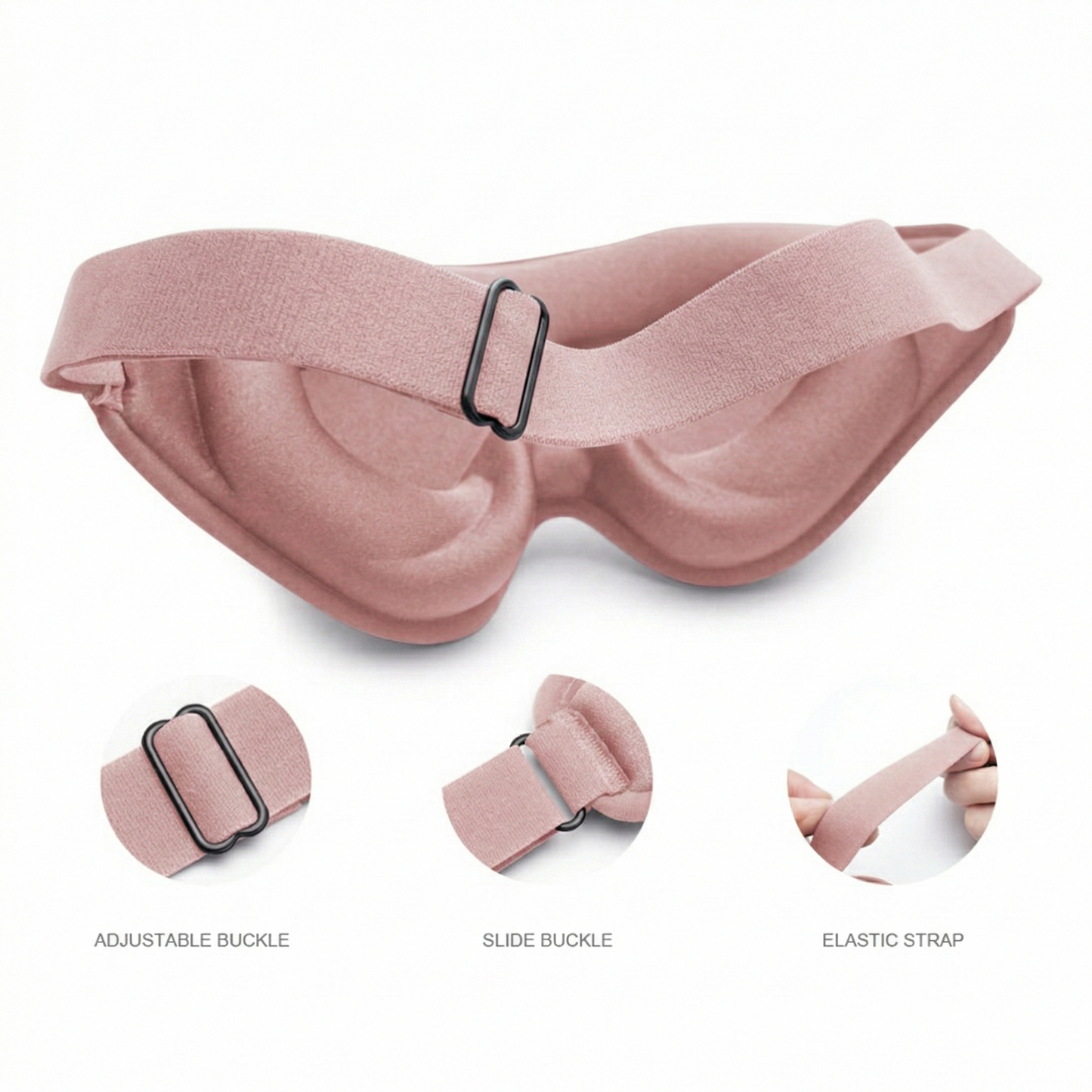 3D Contoured Sleep Eye Mask with Memory Foam Padding Adjustable Strap and Full Light Blocking