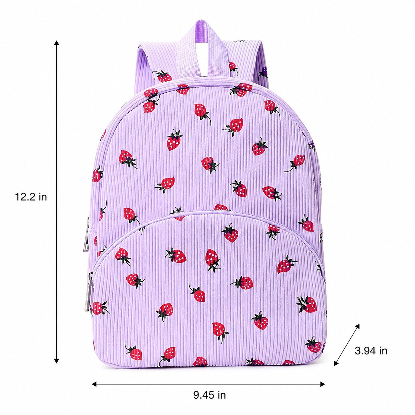 Printed Ribbed Mini Backpack with Front Pocket