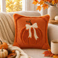 Textured Pumpkin Bow Decorative Throw Pillow Cover for Sofa Bed Chair Fall Decor