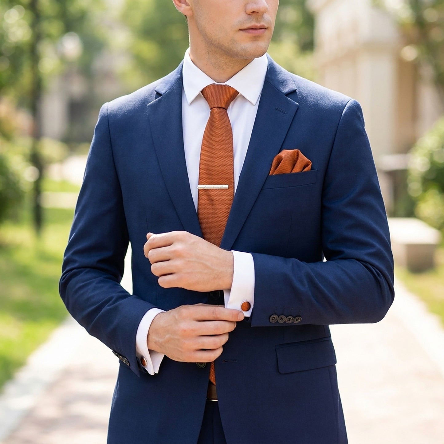 Men's Formal Tie Gift Set with Pocket Square Cufflinks Tie Clip and Gift Box