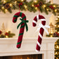 2ct Christmas Candy Cane Hanging Decorations with Bows Red Green and White
