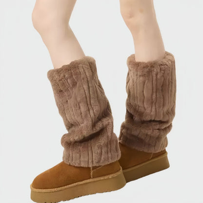 Plush Faux Fur Leg Warmers with Soft Textured Design and Cozy Stretch Fit for Layering Over Boots and Winter Outfits