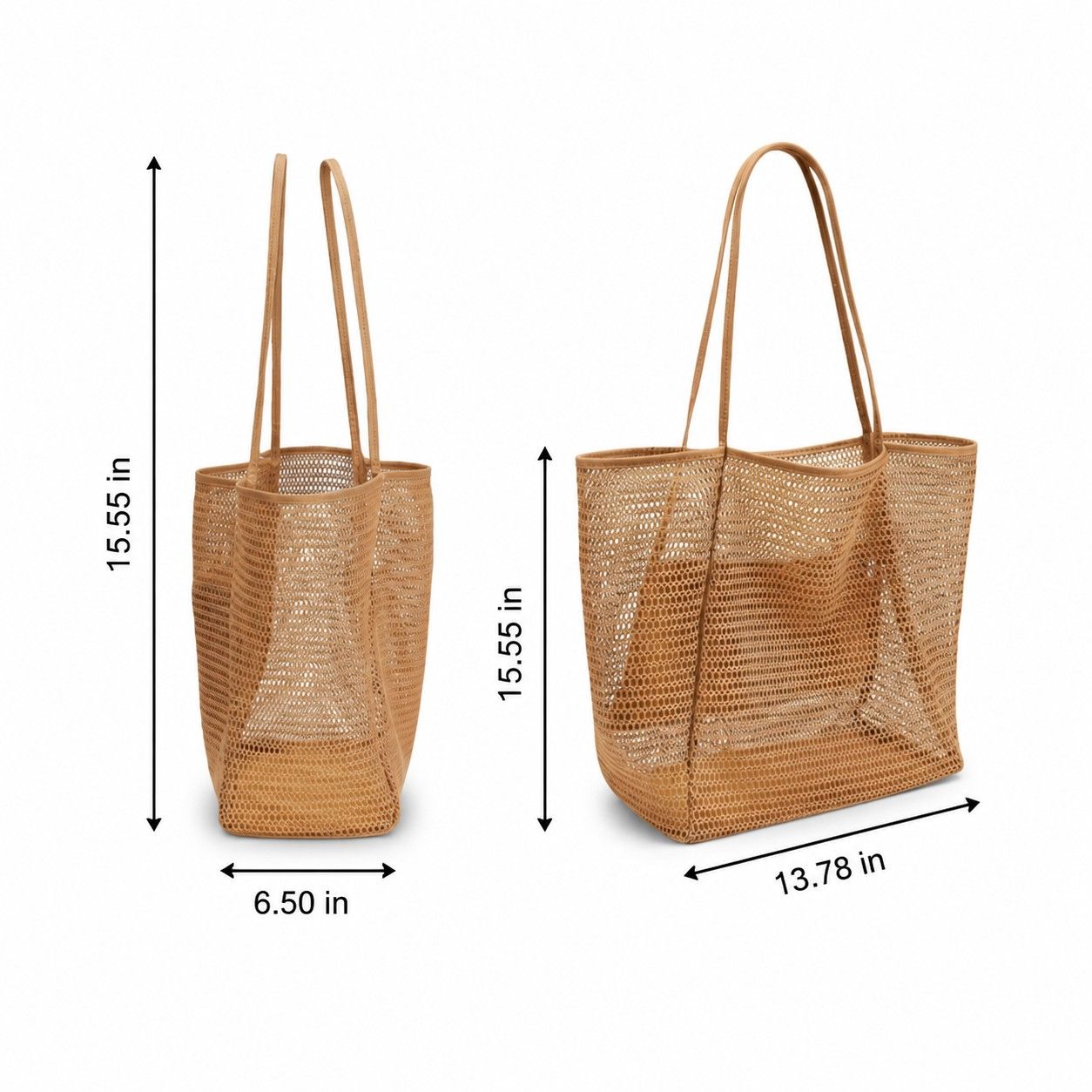 Mesh Tote Bag Large Capacity Lightweight Polyester Shoulder Handbag with Inner Pouch