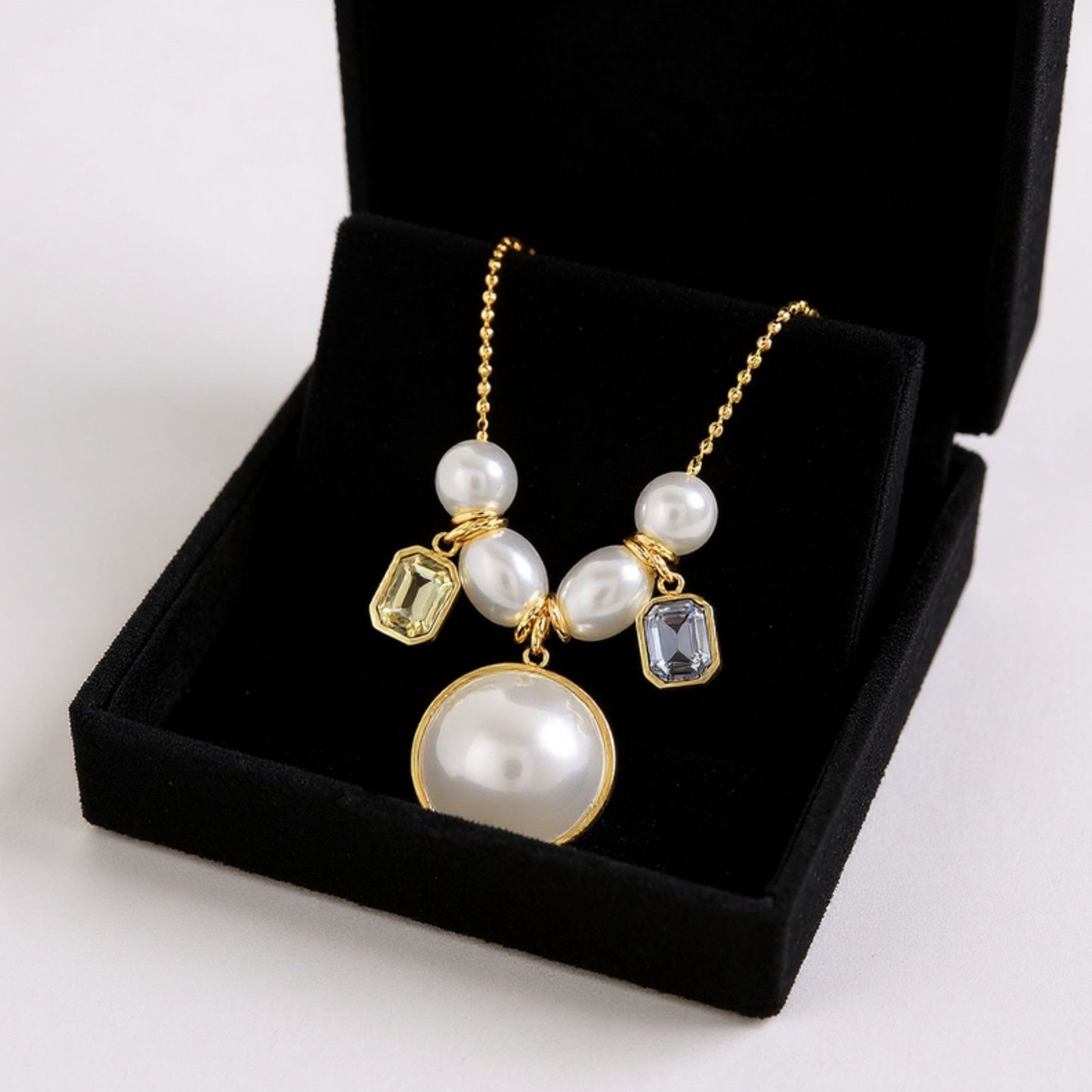 Women's Multi-Charm Pendant Necklace with Layered Bead Accents and Faceted Gem Details for a Valentine Elegant Look