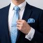 Men's Paisley Floral Tie Gift Set with Matching Pocket Square Cufflinks and Silver Tie Clip