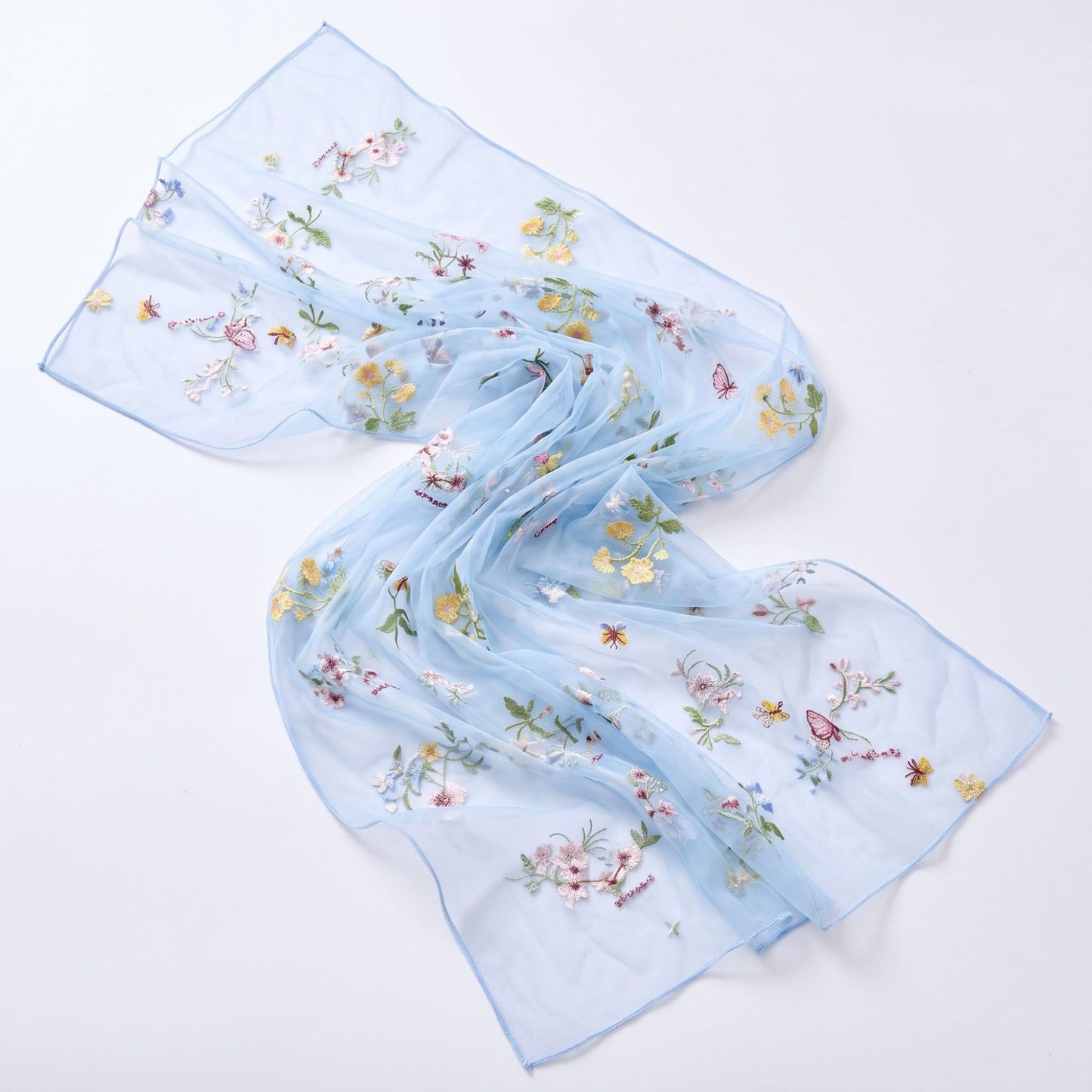 Sheer Floral Embroidered Table Runner 29.5x70.9in