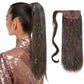18-Inch Sparkling Straight Wrap Around Ponytail Extension with Shimmering Tinsel Strands for Special Event Glam