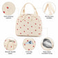 Strawberry Print Corduroy Insulated Lunch Bag with Handles and Zip Closure