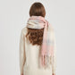 Oversized Plaid Scarf with Fringe Soft Brushed Winter Wrap