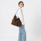 Adjustable Shoulder Bag Bow Detail Large Hobo Tote with Zipper Closure