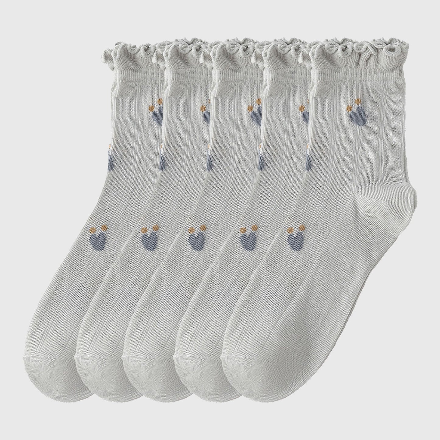 Adorable Summer Ruffle-Edge Ankle Socks 5pk