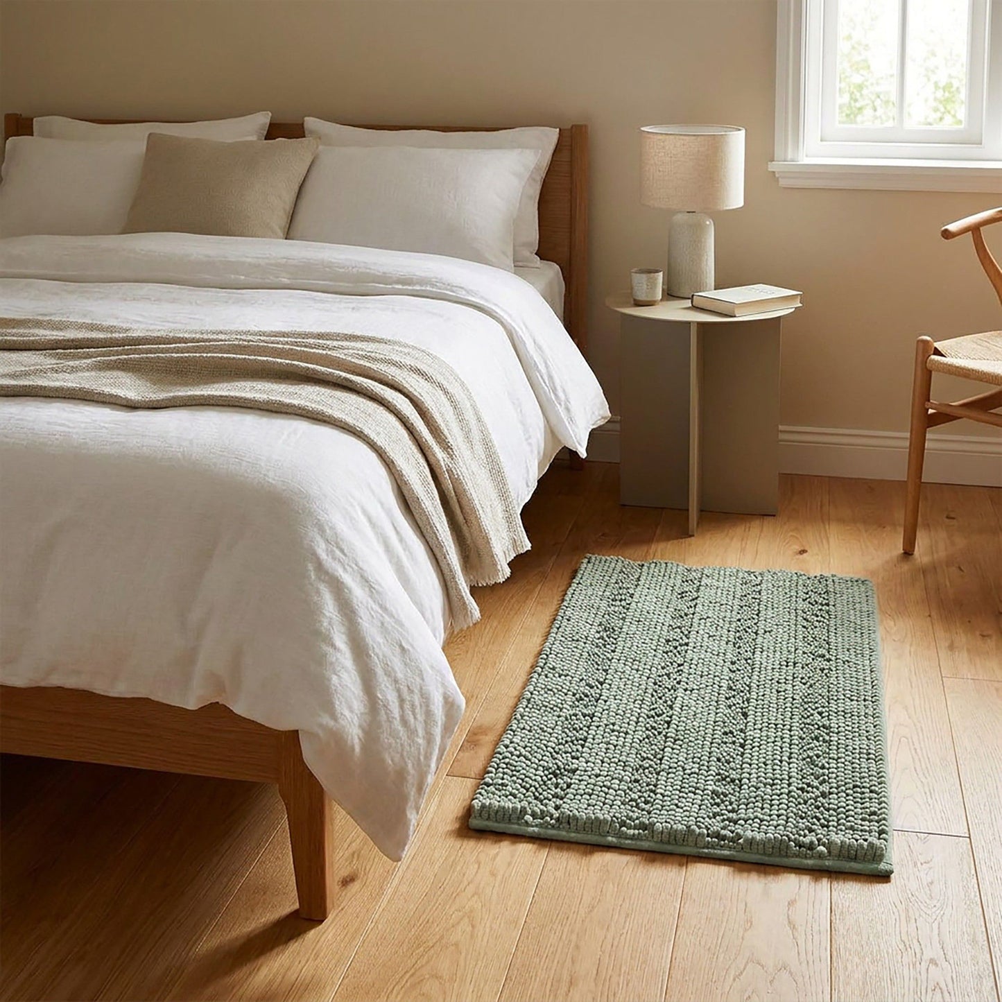 Chenille Bath Mat with Plush Noodle Texture and Non Slip Backing