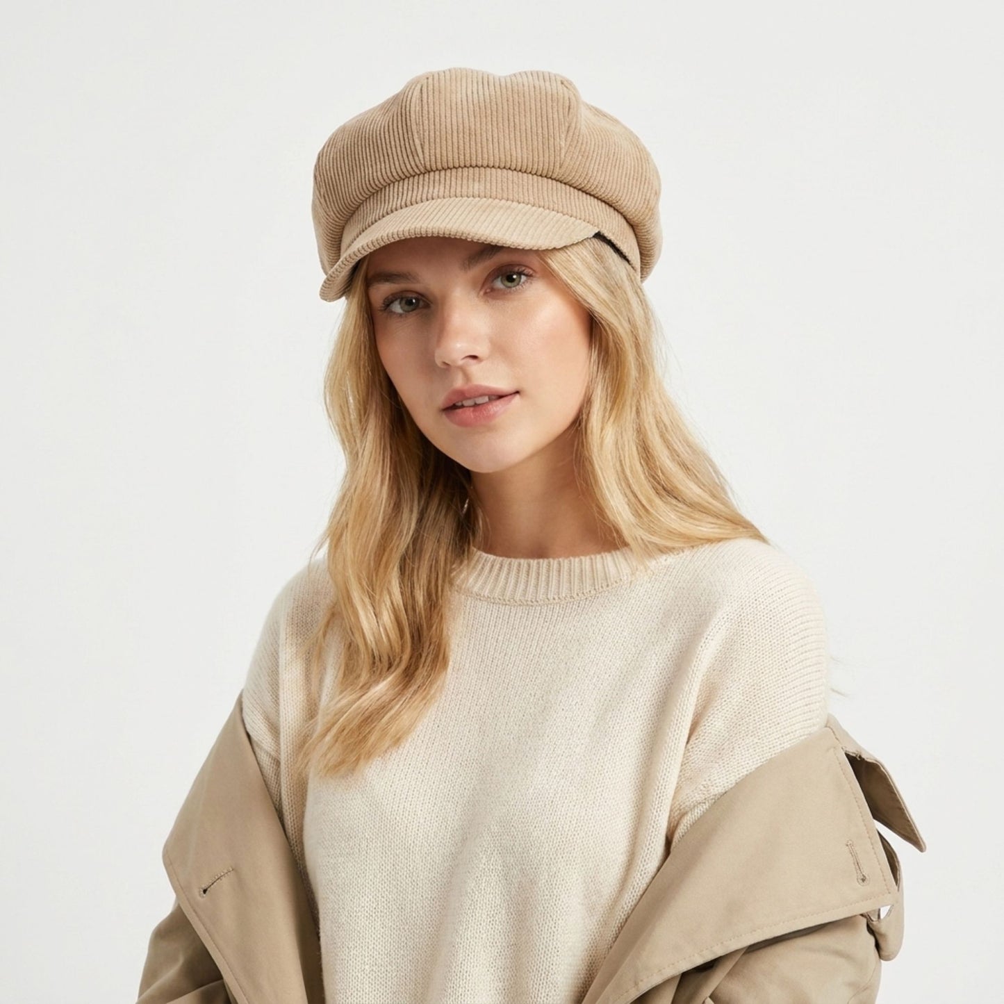 Corduroy Newsboy Cap Vintage Baker Boy Cabbie Hat with Short Brim