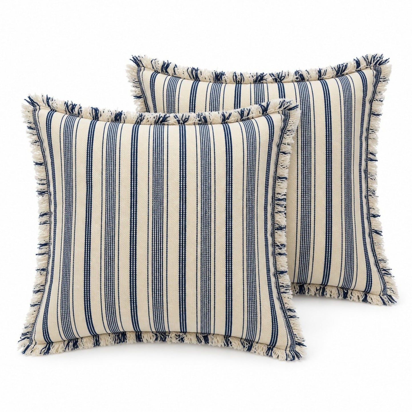 Striped Fringe Decorative Throw Pillow Cover Set of 2