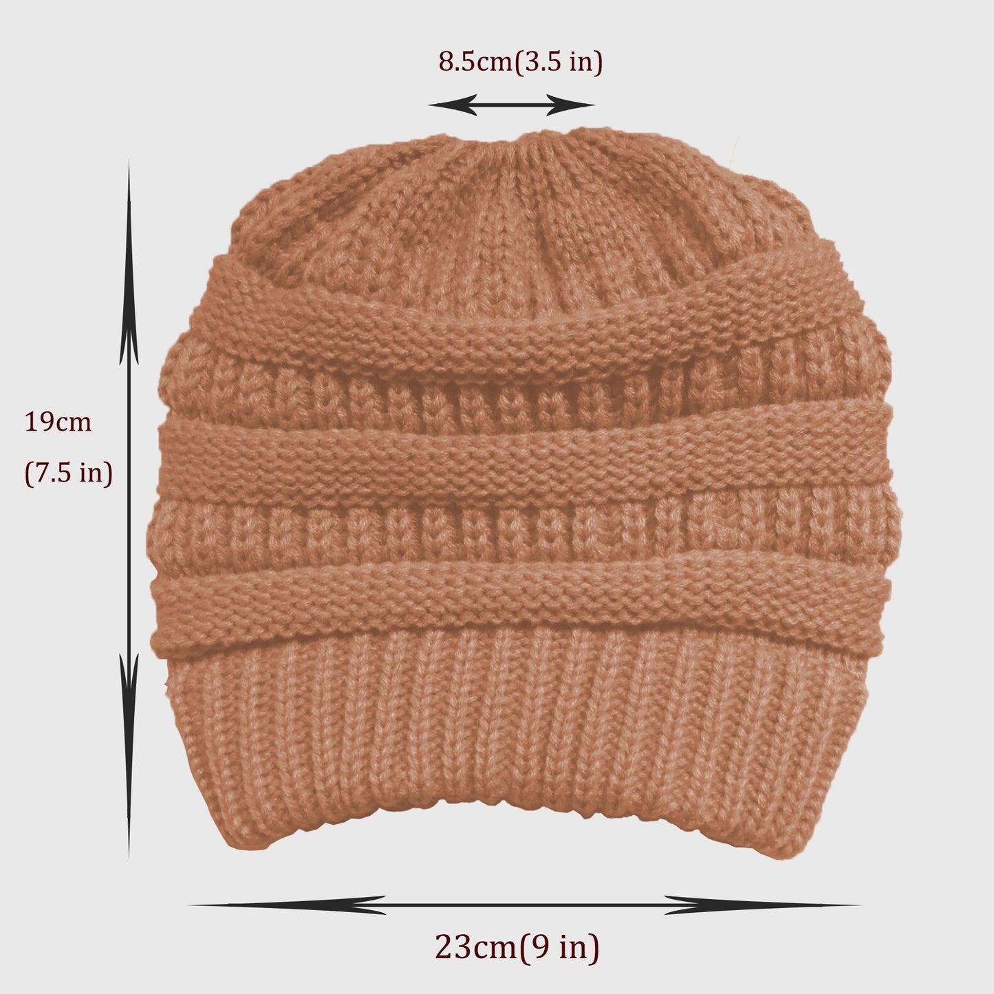 Ponytail Beanie Hats - Acrylic Knit Stretchable Messy Bun Skull Cap for Winter & Casual Wear