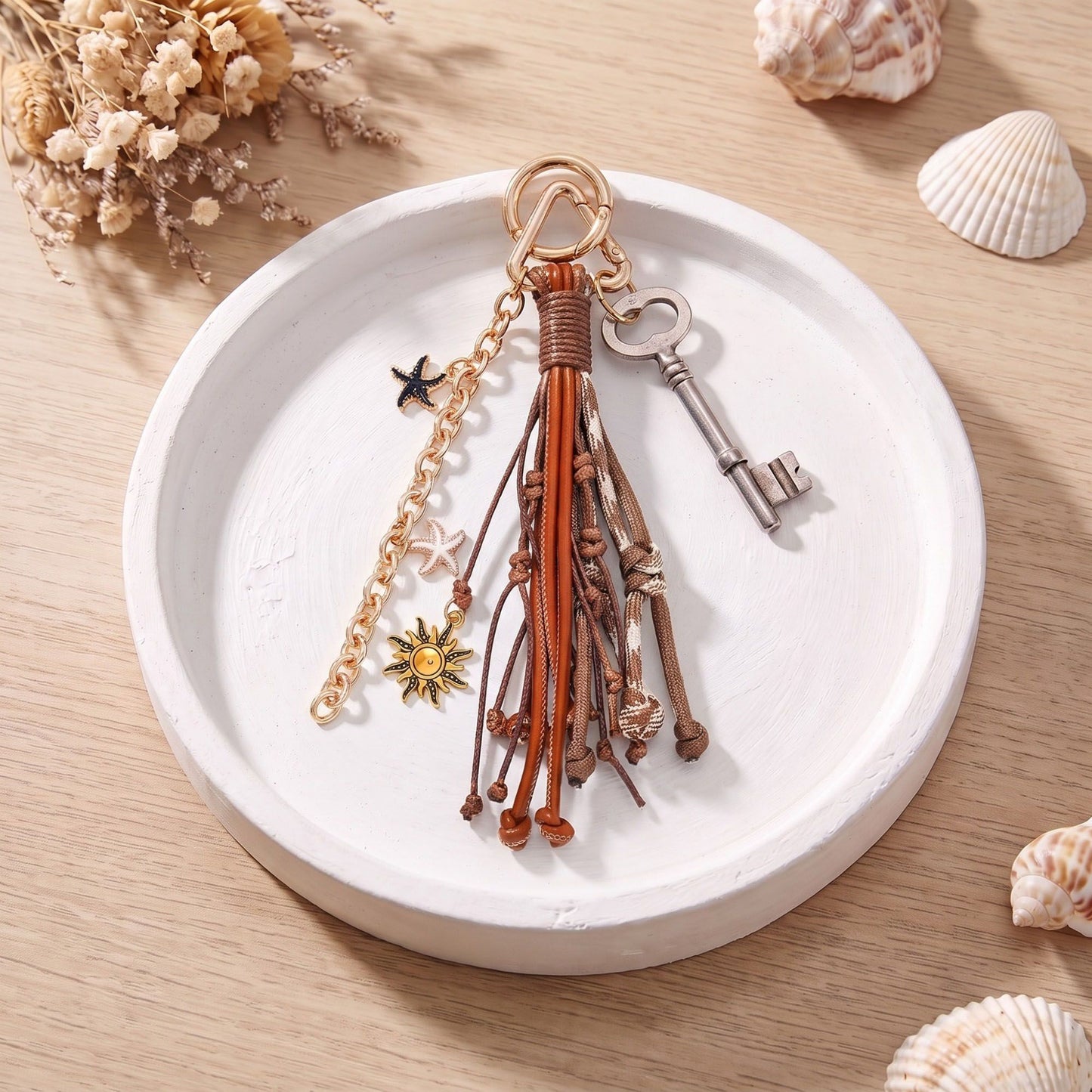 Coastal Starfish Tassel Bag Charm Keychain