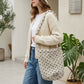 Fuzzy Shoulder Bag Soft Textured Tote Purse with Magnetic Closure