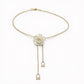 Rose Flower Chain Belt with Hanging Lock Charms and Adjustable Drape Design 45.5in