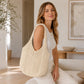 Crochet Knit Tote Bag Openwork Shoulder Bag with Heart Inspired Detail