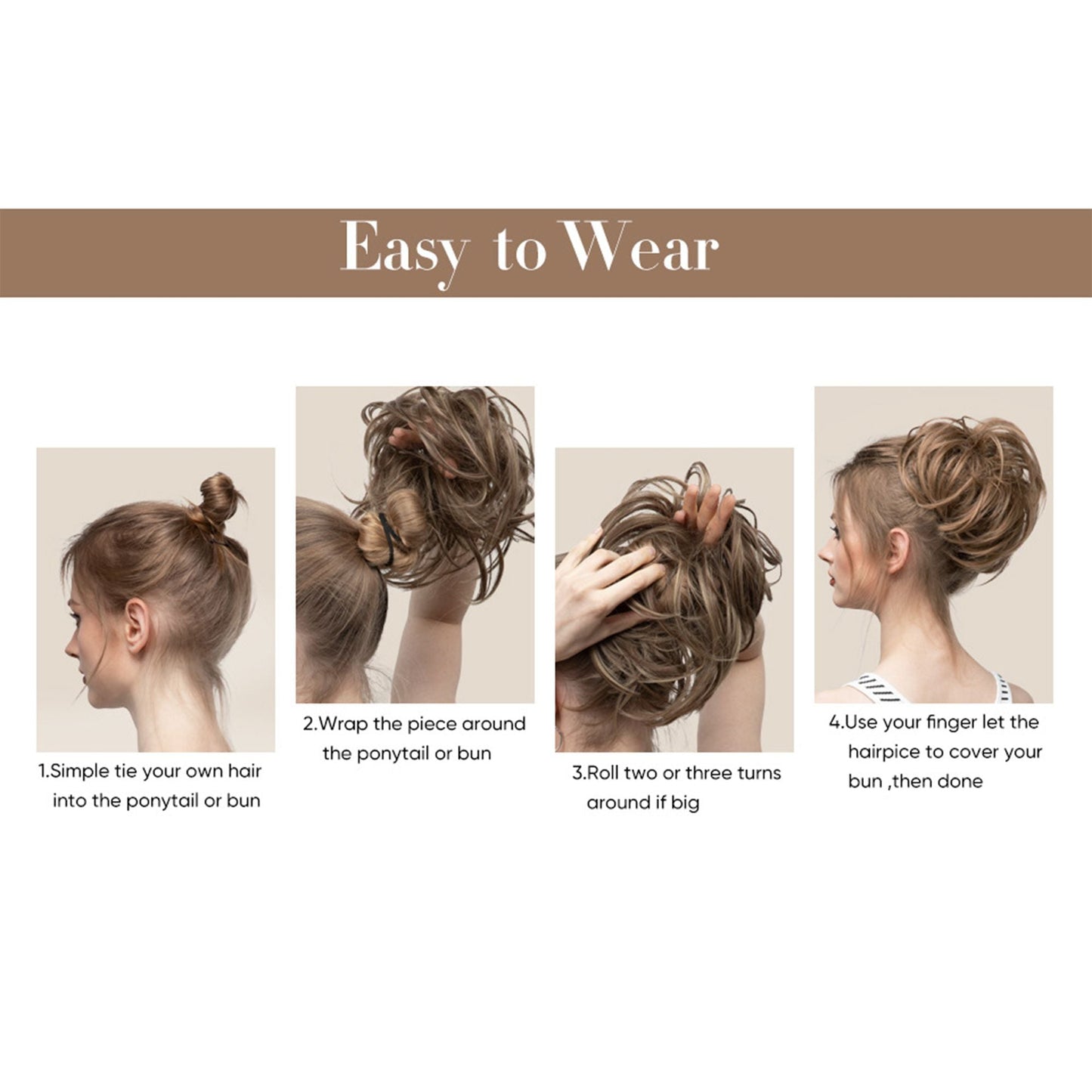Messy Bun Hair Piece Updo Synthetic Tousled Ponytail Hairpiece 8 Inch