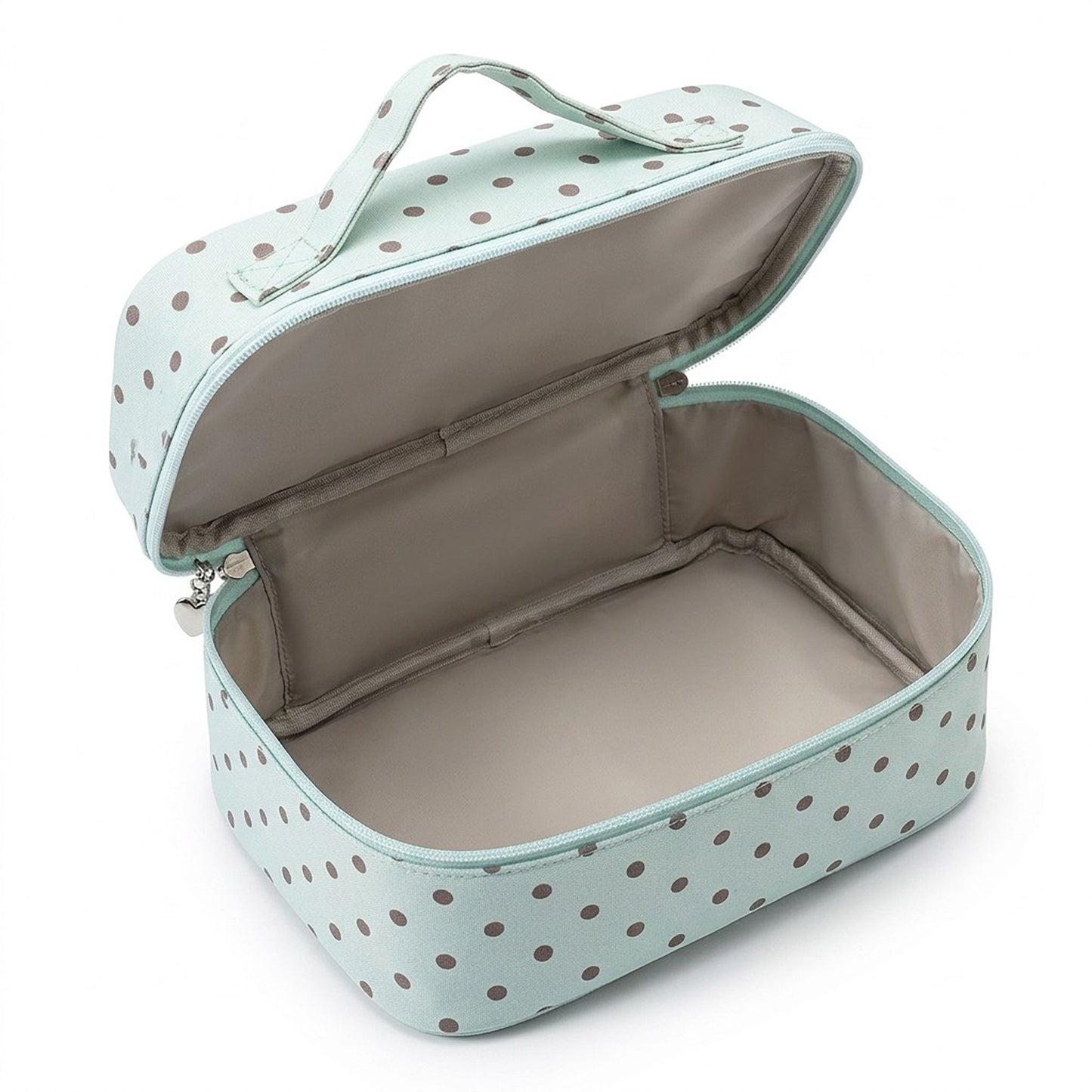 Polka Dot Travel Makeup Case with Dividers and Mirror