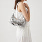 Sequin Crescent Shoulder Bag with Disc Paillette Details and Slim Strap