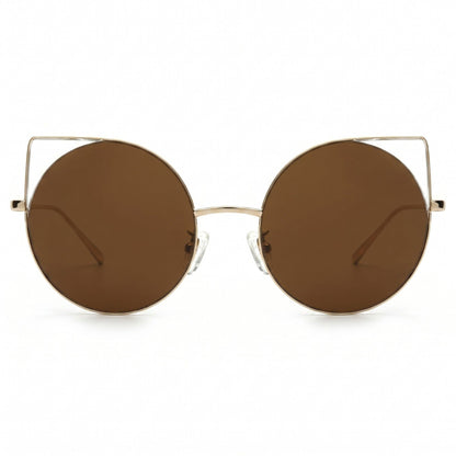 Oversized Mirrored Lens Round Cat Eye Sunglasses Chic Fashion Accessory Trendy Statement Eyewear