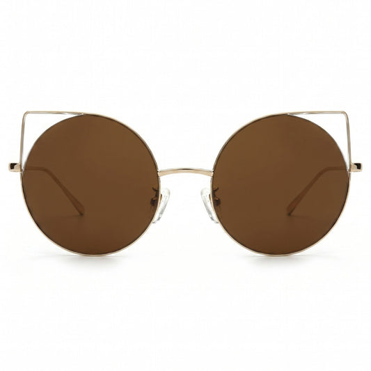 Oversized Mirrored Lens Round Cat Eye Sunglasses Chic Fashion Accessory Trendy Statement Eyewear